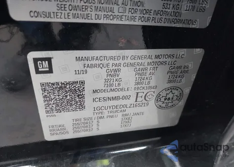 2020 Chevrolet Silverado 1500 4Wd Standard Bed Lt from USA, damaged, VIN 1GCUYDED0LZ165219